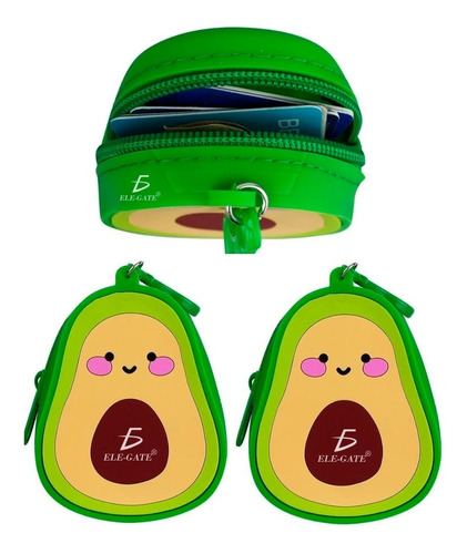 Monedero Con Diseño De Aguacate Feliz Billetera Llavero