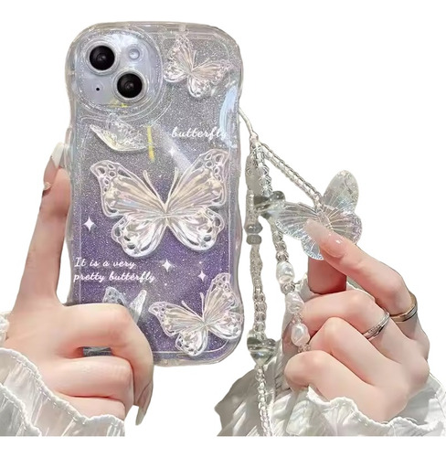 Funda Fashion Case De Lujo Mariposa Con Pulsera Para iPhone