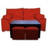 Sillon 2 Cuerpos Italiano Mesa Y 2 Puff 