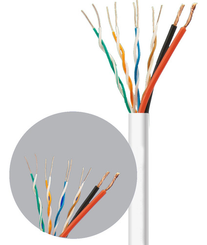 Cabo Cftv Multicameras Rede Com Alimentação Energia 100m