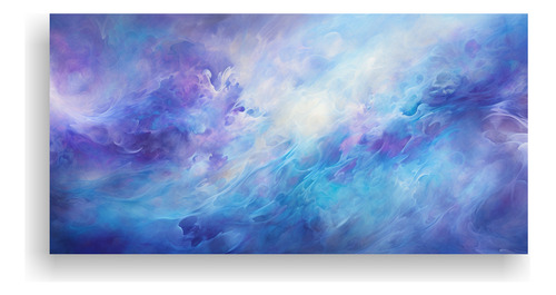 80x40cm Cuadro Canva: Remolinos Celestiales En Azules Flores