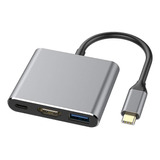 Adaptador Tipo C A Hdmi 4k Convertidor Hub Usb 3.0 3 En 1