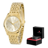 Relogio Technos Feminino Dourado Prova D'agua + Brinde