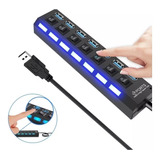 Adaptador De Cargador Usb Hub De 7 Puertos, Interruptor Selector Led 2.0