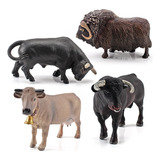 Figura De Simulación De Granja, Vaca, Buey, Toro, 4 Unidades