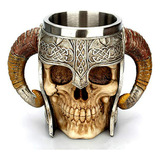 Taza De Acero Inoxidable Con Calavera Vikinga Para Cerveza, 