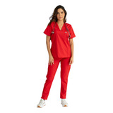 Uniforme Medico Pijama Medica Mujer Antifluido Rojo Jogger