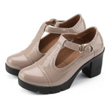 Sandalias Plataforma Oxford Tacón Grueso For Mujeres