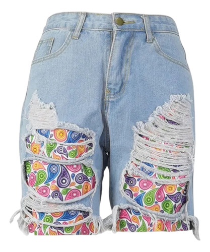 Pantalones Cortos De Jean Estampados De Cachemira Para Mujer