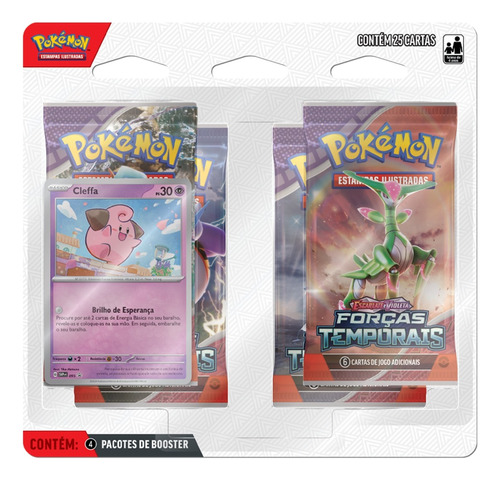 Blister Quádruplo Pokémon Forças Temporais Ev5 Cleffa Copag