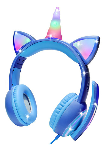 Auriculares Con Cable Con Diseño De Unicornio Y Gato, Con Mi