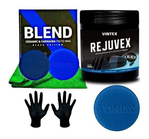 Vonixx Blend Black + Rejuvex Black + Luvas + Pano Microfibra