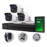 Kit Seguridad Hikvision Dvr 4ch + 3 Cámaras 2mp 1080p +disco