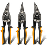 3-piece Aviation Snip Set 10-inch Sheet Metal Shears - Left,