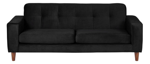 Sofa Salerno 3c Tela  Velvet  Negro