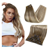 Extensiones Cabello Real 16in 7pz 120gr Castaño A Rubio Con