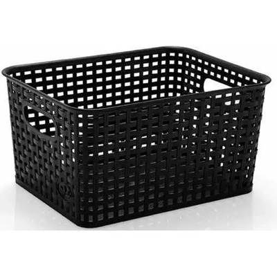 Canasta Organizadora Decorativa Plástico Ratan Cubasa Med. Color Chocolate | Meses sin interés