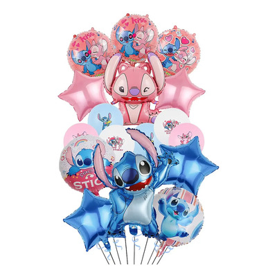 Kit Fiesta Stitch Angel Globos Cumpleaños Decoración 16pcs Color Rosa