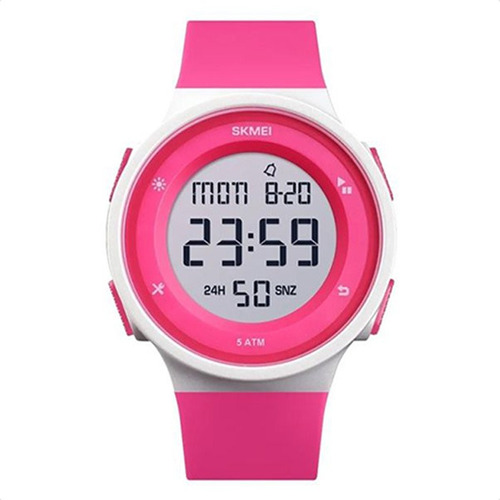 Reloj Skmei Digital Alarma Cronometro Deportivo Luz Malla Rosa