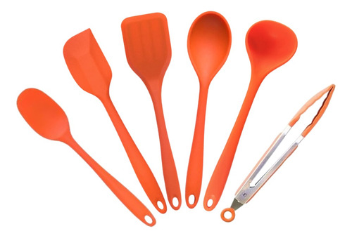 Kit Utensilios De Cozinha Silicone Colheres Jogo 6 Peças