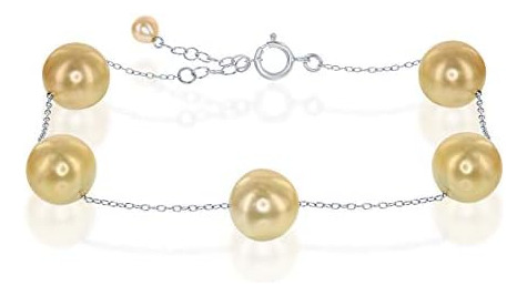 Blue Ocean Pearls Pulsera De Perlas De Hojalata Para Mujer D