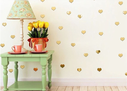 100 Espejitos En Pegatina  Forma De Corazón 2cm Decoración