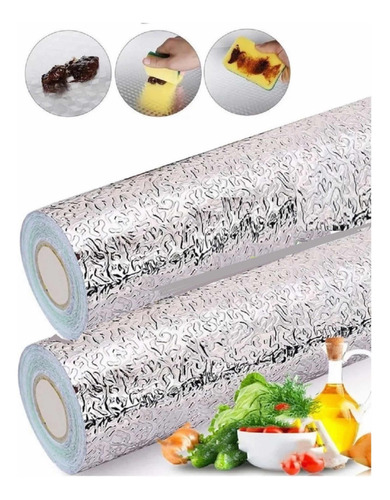 Pack 3x1 Papel Mural Cocina Aluminio Autoadhesivo Lamina