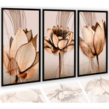 Quadro Decorativo Sala Flores Ton Cobre Gold Folhas Luxo 4k