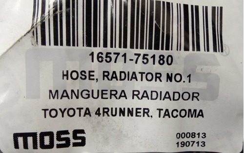 Manguera Radiador Toyota 4runner Tacoma Sup Nro 1 Moss 75180 Foto 3