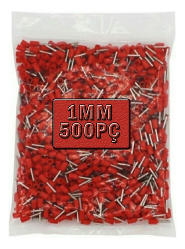 Ilhos P/ Cabos Elétricos 1mm Terminal Tubular 500pç Vermelho
