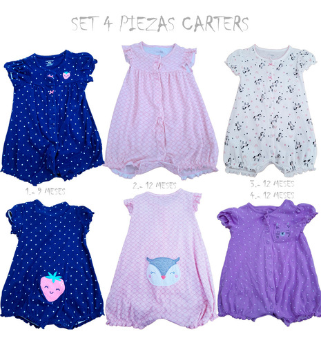 Set Carter's X4 Enteritos Carter 9-12 Meses