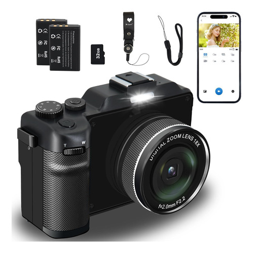 Cámara Digital 4k Para Fotografía 56mp Con Wifi 2 Baterías T