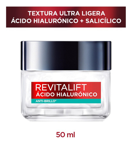 Gel Crema Loréal Revitalift Ácido Hialurónico Anti Brillo