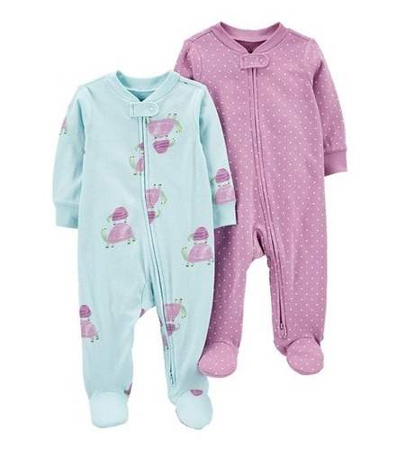 Conjunto Carters 2 Pijamas Enterizas Azul Y Morado