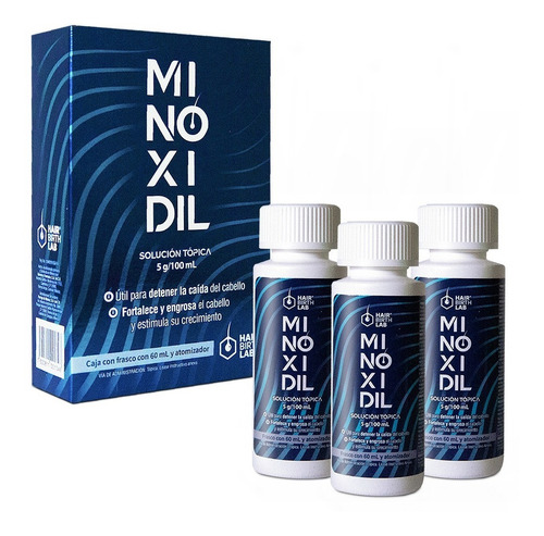 Minoxidil 5% Tratamiento Anticaída Cabello Y Barba 3 Pack