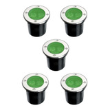 Kit 5 Balizador Luminária Led 3w Verde Chão Piso Jardim 