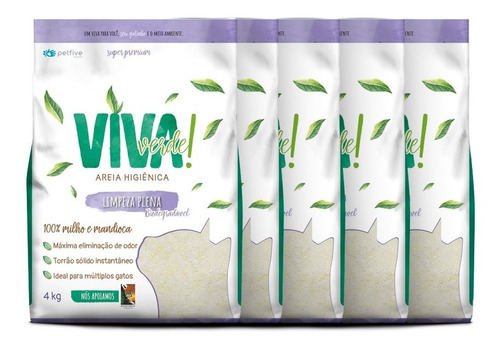 Areia P/ Gato Viva Verde Limpeza Plena - 20kg Biodegradável 