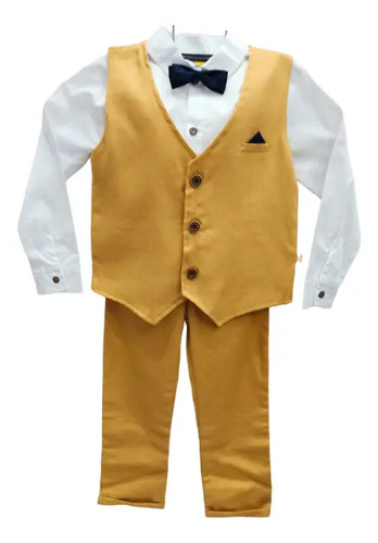 Traje Formal, Esmoquin, Color Mostaza Vestimenta Para Niño. | Meses sin interés