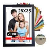 Kit 6 Molduras Quadros 28x35 Em Madeira Premium Vidro