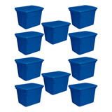 10 Caja Contenedor De Plástico Sterilite 18 Galones 68 Litro Color Azul