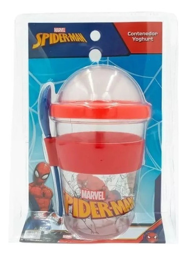 Vaso Spiderman Contenedor Yogurth Con Cuchara Marvel