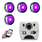 4 Refletores Cob 10w Inox 316 Rgb + Comando Wifi Sodramar 