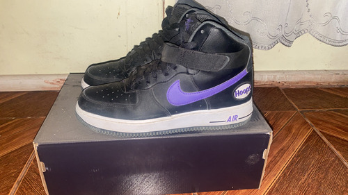 Zapatillas Air Force One Negras Con  Caña Nike Morado