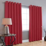 Cortinas Blackout Melocotton - Color Rojo Cereza - 275cm De Ancho X 215cm De Alto En 2 Páneles - Aislamiento Térmico , Reduce El Ruido Exterior , Cortinas Opacas Con Ojales , Lavable En Casa