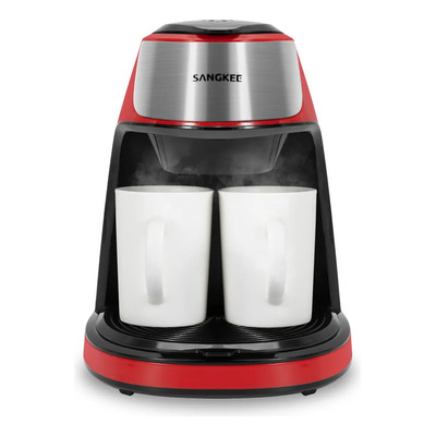 SANGKEE Cafetera De Goteo Pequeña Con 2 Tazas Para Café De Cerámica, Con Filtro Permanente, Mini Cafetera Depósito De Agua De 300ml, Rojo, Dps-m | Meses sin interés