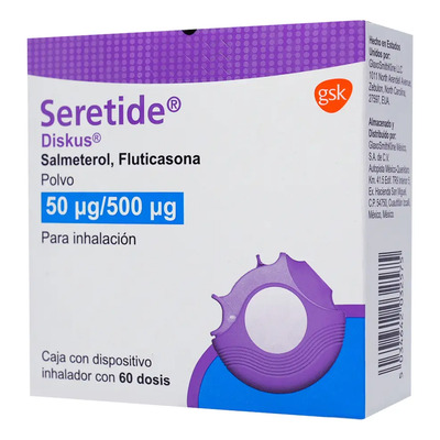 Seretide Diskus Polvo Para Inhalación 50 Mcg\u002F500 Mcg, 1 Dispositivo Inhalador 60 Dosis | Meses sin interés