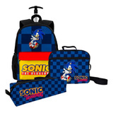 Kit Mochila Rodinha Sonic 3 Shadow Personagem Filme Novo