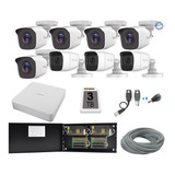 Kit 8 Cámaras Cctv Hilook  2mpx Dvr 16 3tb 200m Fuente 16