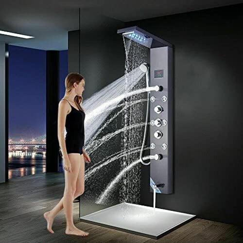 Torre Panel De Ducha Led Con Sistema De Chorros De Agua