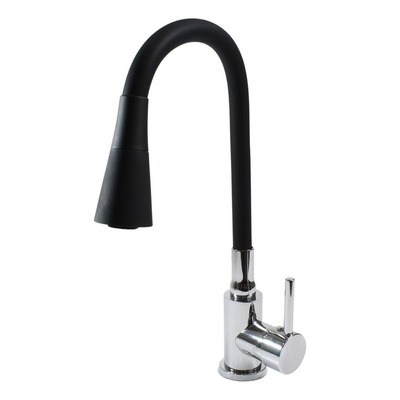 Torneira Cozinha Gourmet Monocomando Flexível 2 Jatos Preta Acabamento Cromado Cor Preto